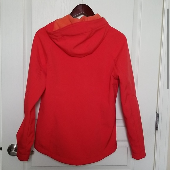 Red Orange Hooded Softshell Jacket - Picture 2 of 3